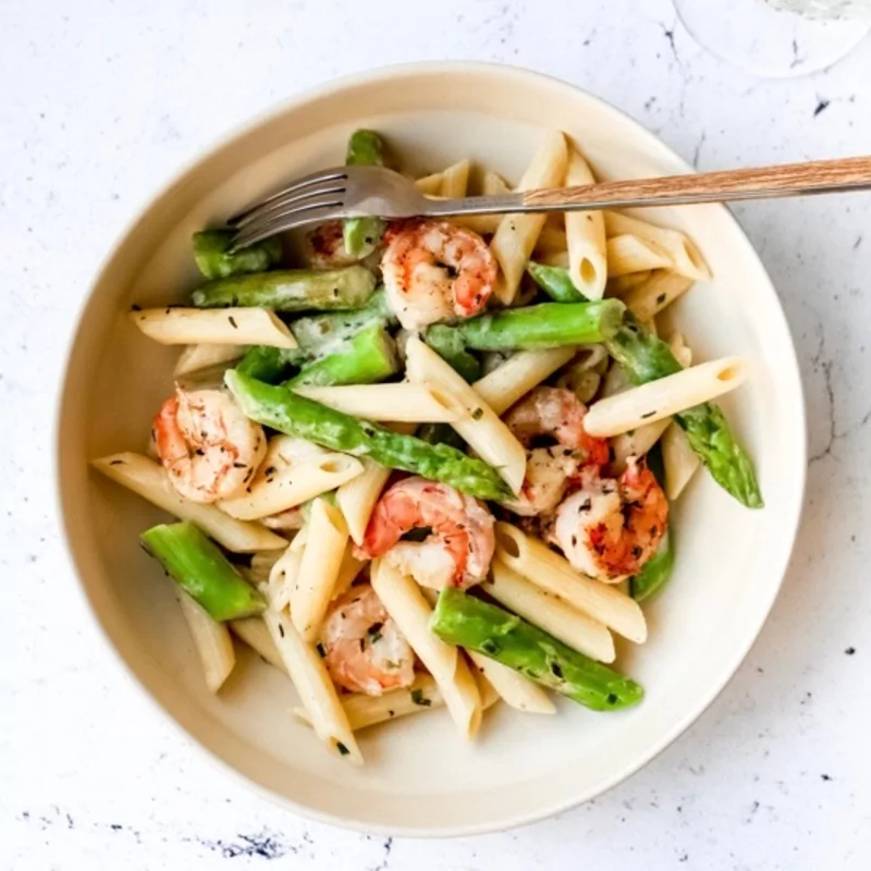 Pasta scampi asperges